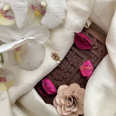 Vriksham Elegant Indian Nath Red & White Gemstone & Pearl Press Naths/Nose Pin-G19769