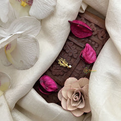 Vriksham Elegant Indian Nath Red & White Gemstone & Pearl Press Naths/Nose Pin-G19769