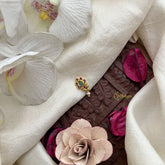 Vriksham Elegant Indian Nath Red Green & White Gemstone & Pearl Press Naths/Nose Pin-G19770