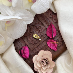 Vriksham Elegant Indian Nath Red Gemstone & Pearl Press Naths/Nose Pin-G19768