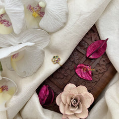 Vriksham Floral Sparkle Red Green & White Stone Studded Press Naths/Nose Pin-G19781