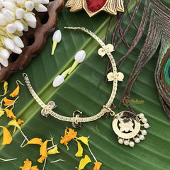 Vriksham Round Style & Manga Gold Look Precious Kemp With Pearl Attgai-Red Green-G20480