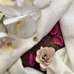 Vriksham Sun Floral Nath Red White Gemstone & Pearl Press Naths/Nose Pin-G19775