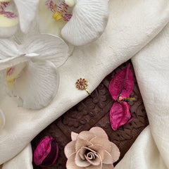 Vriksham Sun Floral Nath Red Gemstone & Pearl Press Naths/Nose Pin-G19774