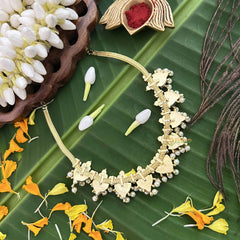 Vriksham Royal Grace Gold Look Precious Kemp With Pearl Short Neckpiece-Red Green-G20477