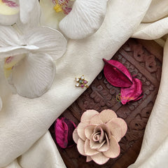 Vriksham Elegant Leaf Motif Red White & Green Stone Press Naths/Nose Pin-G19786