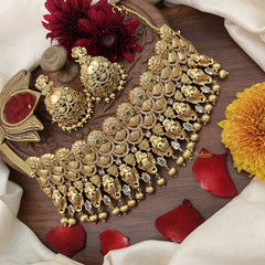 Vriksham Intricate Design AD Stone Traditional Indian High Neck-Gold Bead-G18908