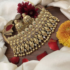 Vriksham Intricate Design AD Stone Traditional Indian High Neck-Gold Bead-G18908