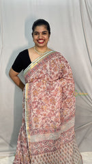 Vriksham Baby Pink Floral Print Kota Cotton Saree-VS4450