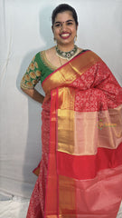 Vriksham Red Katan Tanchoi Soft Silk Saree-VS4485