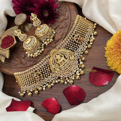 Vriksham Traditional AD Stone Lakshmi High Neck Choker-Pearl-G18904