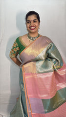 Vriksham Pista Tanchoi Tissue Silk Saree-VS4488