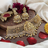 Vriksham Traditional AD Stone Lakshmi High Neck Choker-Pearl-G18904