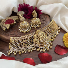Vriksham Traditional AD Stone Lakshmi High Neck Choker-Pearl-G18904