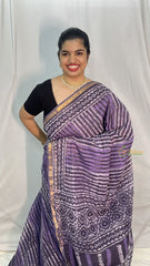 Vriksham Purple and White Stripes Kota Cotton Saree-VS4455