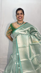 Vriksham Pista Green Tanchoi Tissue Silk Saree-VS4497