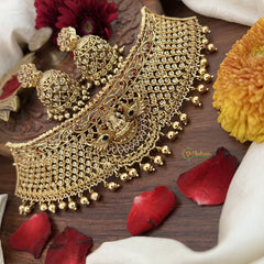 Vriksham South indian Design AD Stone High Neck-Gold Bead-G18909