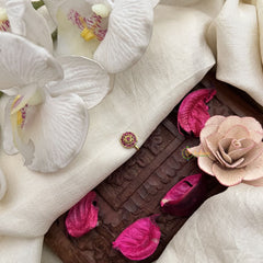 Vriksham Round With Diamond Style Nath Red Stone Press Naths/Nose Pin-G19813