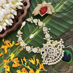 Vriksham Majestic Polki Gold Look Precious Kemp With Pearl Short Neckpiece-G20475