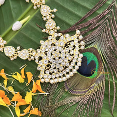 Vriksham Majestic Polki Gold Look Precious Kemp With Pearl Short Neckpiece-G20475