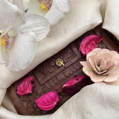 Vriksham Round With Diamond Style Nath Red Stone Press Naths/Nose Pin-G19813