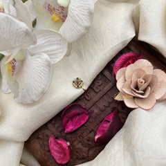 Vriksham Round With Diamoned Style Nath Red White & Green Stone Press Naths/Nose Pin-G19810