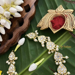 Vriksham Majestic Polki Gold Look Precious Kemp With Pearl Short Neckpiece-G20475