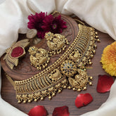 Vriksham Gold Plated South Indian Lakshmi Design Stone High Neck-Gold Bead-G18910