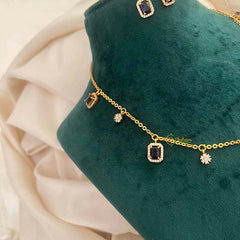 Vriksham Celestial Charm With Matching Studs Pendant Chain-Red-G21827