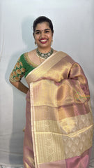 Vriksham Baby Pink Katan Tanchoi Tissue Silk Saree-VS4492