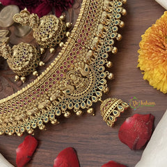 Vriksham Traditional Lakshmi With Elephant Style High Neck Choker-Gold Bead-G18905