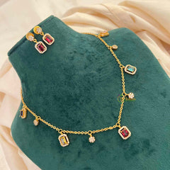 Vriksham Multi Color Celestial Charm With Matching Studs Pendant Chain-G21824