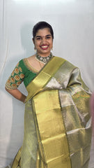 Vriksham Mehndi Green Tanchoi Tissue Silk Saree-VS4495