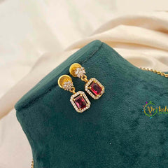 Vriksham Celestial Charm With Matching Studs Pendant Chain-Red-G21827