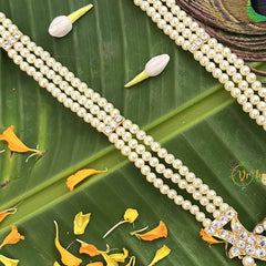 Vriksham Peacock Gold Look Precious Kemp Pendant With 3 Layered Pearl Long Neckpiece-G20487