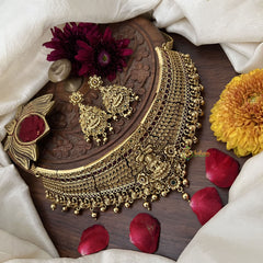 Vriksham Antique Finished Lakshmi High Neck Choker-Gold Bead-G18900