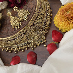 Vriksham Antique Finished Lakshmi High Neck Choker-Gold Bead-G18900
