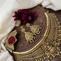 Vriksham Antique Finished Lakshmi High Neck Choker-Gold Bead-G18900