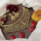 Vriksham Antique Finished Lakshmi High Neck Choker-Gold Bead-G18900