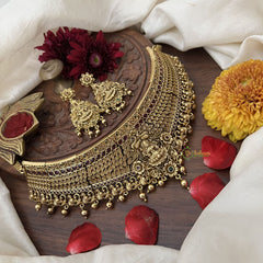 Vriksham Antique Finished Lakshmi High Neck Choker-Gold Bead-G18900