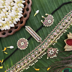 Vriksham Precious Gold Polish Kemp Mang Tikka & Chandran & Suryan-Red Green & White-Pearl-G20493