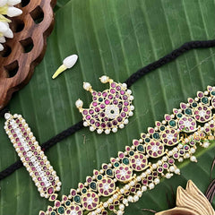 Vriksham Precious Gold Polish Kemp Mang Tikka & Chandran & Suryan-Red Green & White-Pearl-G20493