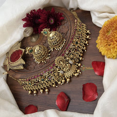 Vriksham Antique Finished Goddess Lakshmi High Neck Choker-Gold Bead-G18899