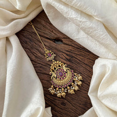 Intricate Designer Maang Tikka-Gold Bead-Pearl-G13563