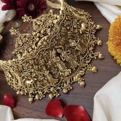 Vriksham Gold Radha Krishna High Neck Choker-Green Red-Gold Bead-G18897