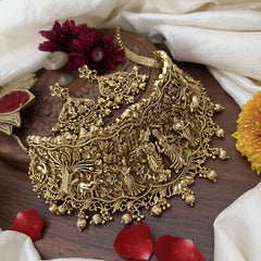 Vriksham Gold Radha Krishna High Neck Choker-Green Red-Gold Bead-G18897