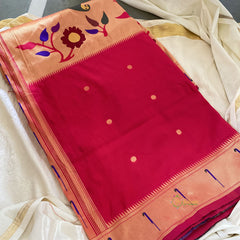 Kumkum Red Shilpa Shetty Saree - Paithani Semi Silk Saree -VS3627