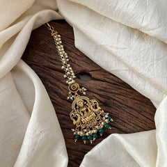 Antique Lakshmi Maang Tikka-Green Bead-Pearl-G13571