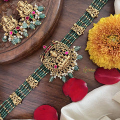 Vriksham Pastel Green Bead Lakshmi Temple High Neck Choker-Pastel Green Bead-G18923