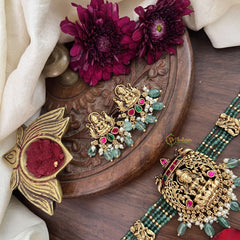 Vriksham Pastel Green Bead Lakshmi Temple High Neck Choker-Pastel Green Bead-G18923